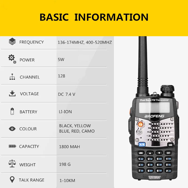 Walkie Talkie Baofeng UV-5RA Portable CB Radio UV5RA Dual 136-174 MHz & 400-520 MHz UV 5RA for Ham Hotel Commercial Security Use 2