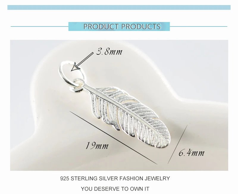 Винтажные подвески из настоящего стерлингового серебра 925 пробы с фантазийным пером и ожерелья женские ювелирные изделия из стерлингового серебра