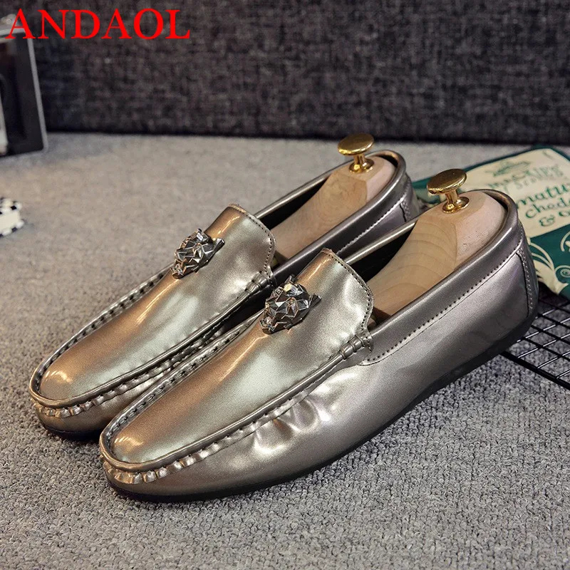 

ANDAOL Men's Leather Casual Shoes NEW Soft Moccasins Non-Slip Waterproof Driving Loafers Luxury Slip-On Business Office shoes