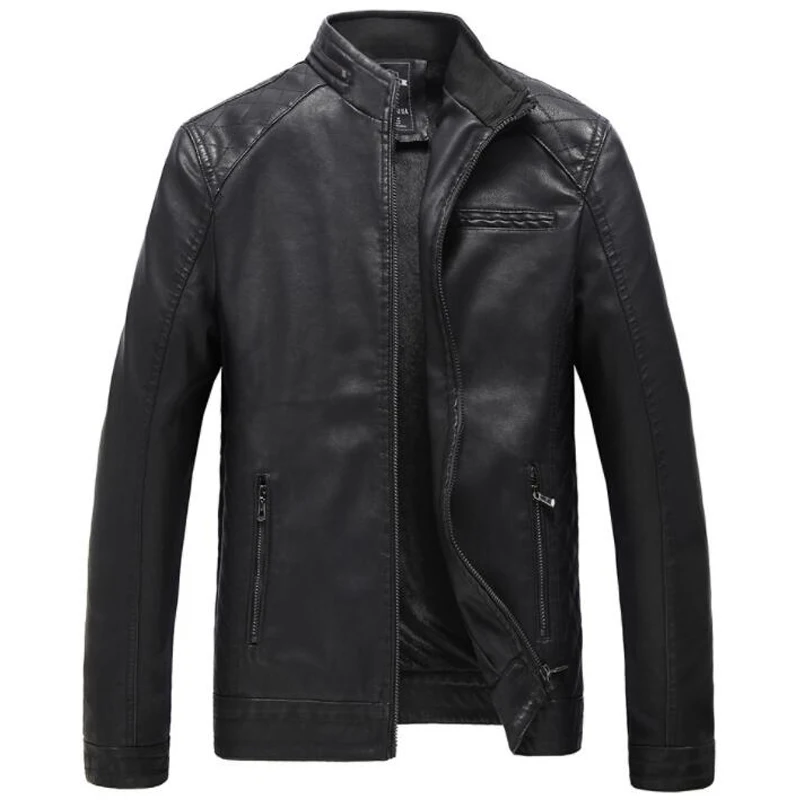 

Brand Motorcycle Leather Jacket Men Autumn Winter PU Leather Jackets Mens Zipper Plus Velvet Warm 4XL 5XL Coat Jaqueta Masculina