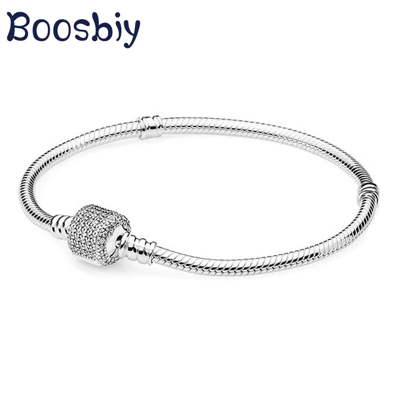 Boosbiy, лидер продаж, подлинный посеребренный браслет в виде змеи, подходит для брендовых браслетов, Европейский очаровательный браслет для женщин, сделай сам, изготовление ювелирных изделий - Окраска металла: Silver 1