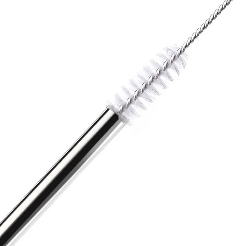 Reusable Bent Straight Stainless Steel Straws Cleaning Brush Cocktail Juice Soda Drinking Straws Metal Straws for 20Oz Rambler Tumblers Bar Accessories (6)