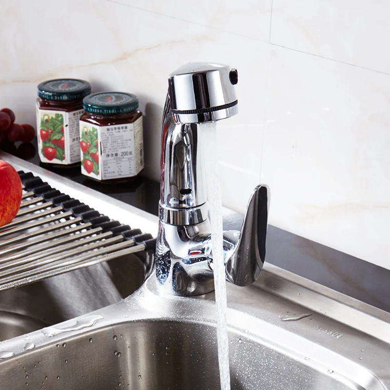Fapully Pull Out Kitchen Faucet Mixer Tap Chrome Flexible Single Handle Spray Head Deck Mounted Brass Sink Faucet 505-33C Fapully Pull Out Kitchen Faucet Mixer Tap Chrome Flexible Single Handle Spray Head Deck Mounted Brass Sink Faucet 505-33C