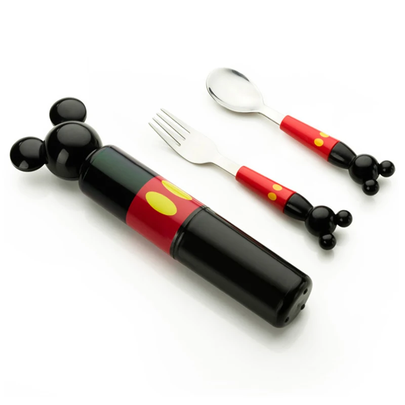 

Portable ceramic handle Cutlery,Children Dinnerware Set stereo cartoon stainless steel fork portable baby boxed tableware