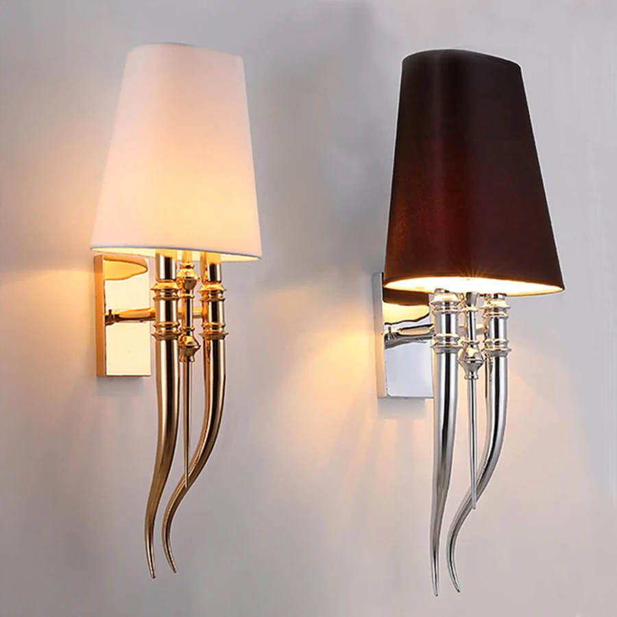 

Thrisdar Nordic Creative Horn LED Wall Lamp Personality Bedroom Bedside LED Wall Light Aisle Hotel Double Head LED Wall Light