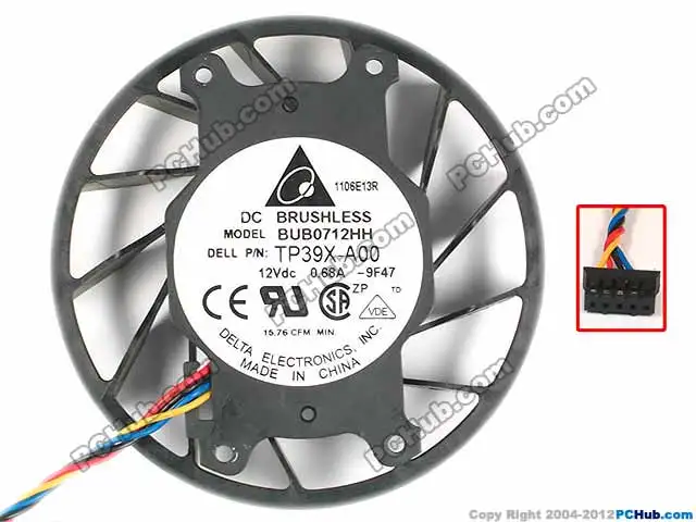 

Delta BUB0712HH 9F47 DC 12V 0.68A 4-Wire 72x72x17mm Server Round fan