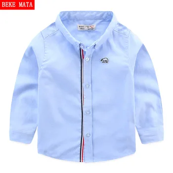 

Boy shirts for kids 2017 spring or summer casual Full sleeve boys shirt Cotton solid Square Collar shirt for boys 2-8 years old