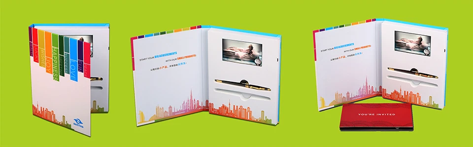Профессиональная Настройка 5 дюймов pu книга Видео брошюры карты для презентаций цифровая реклама плеер экран видео буклет