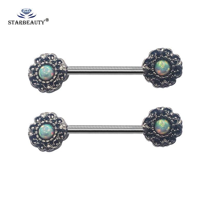 Starbeauty опаловые кольца для пирсинга сосков 316L хирургическая сталь серебряный