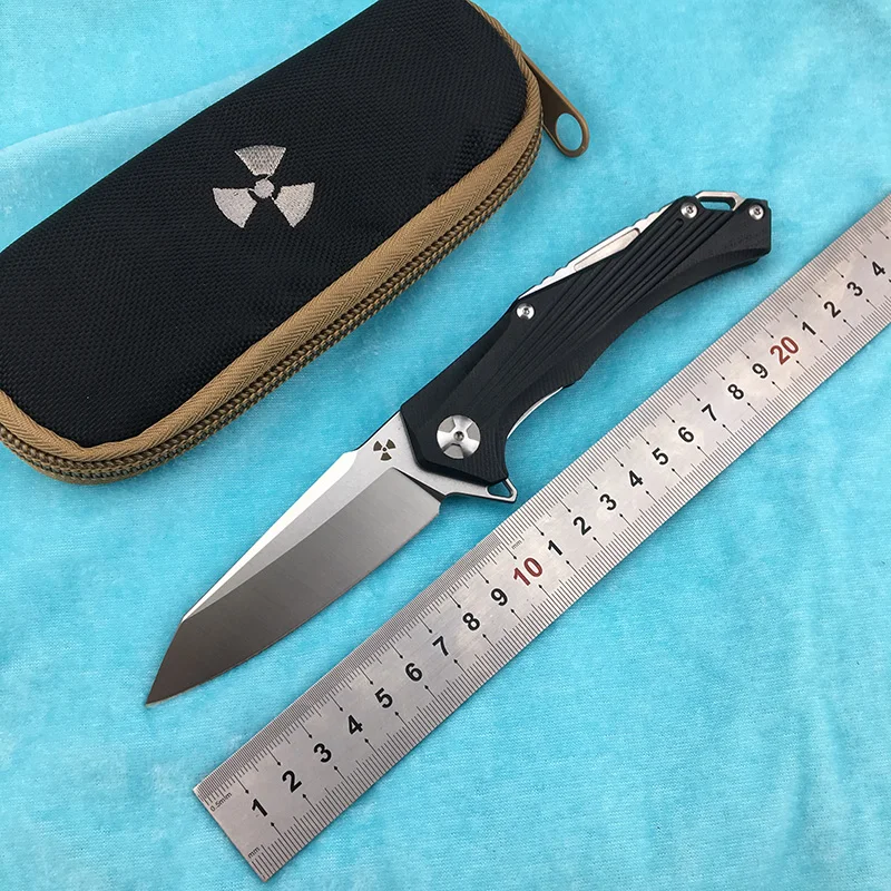 

LEMIFSHE JK3287-G10 Flipper folding knife D2 steel blade G10 + steel handle camping outdoor hunting kitchen fruit knife EDC tool