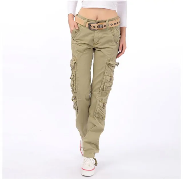 Ladies Army Green pants military cotton cargo pants women 5Xl Plus size ...