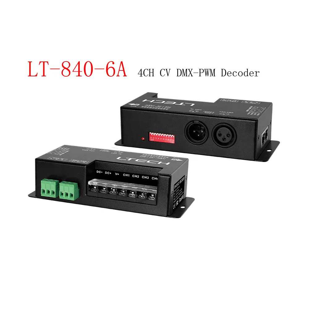 

LTECH LT-840-6A 4CH CV DMX-PWM Decoder Input Voltage 5-24Vdc