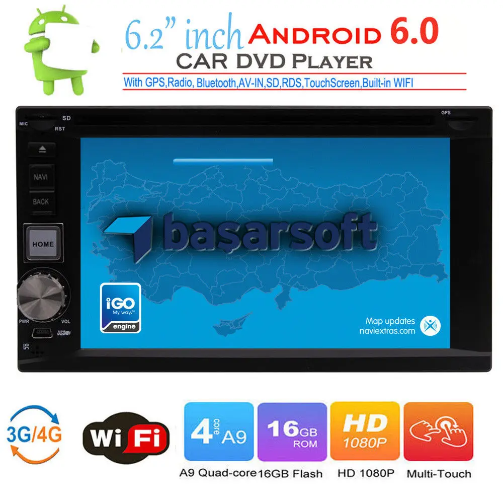 6 2 Android 6 0 2Din In Dash Car DVD font b Radio b font Stereo