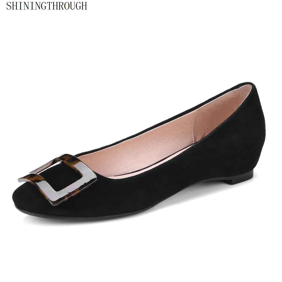 

2019 New suede leather Ladies Shoes Women dress Shoes Comfortable Flats Shoes woman black brown gray