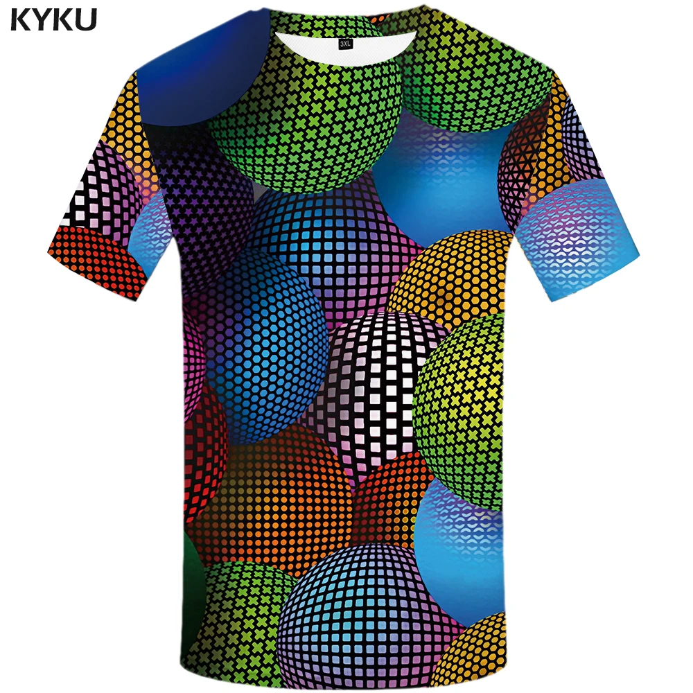 

KYKU Psychedelic Tshirt Men Funny Anime T Shirts Balloon 3d Tshirt Printed Punk Rock T-shirt Gothic Colorful Mens Clothing New