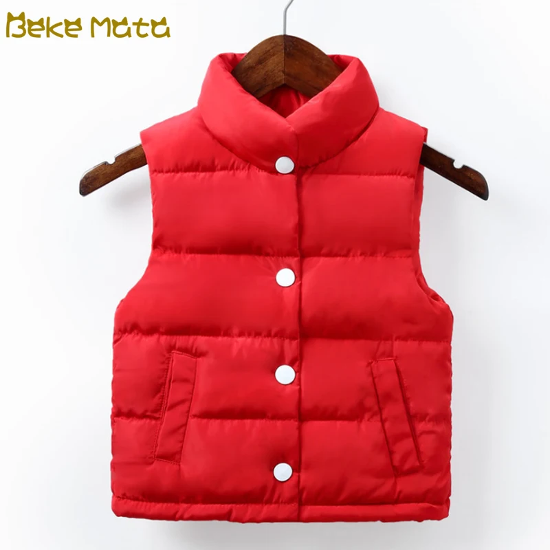 

Down Vests For Girls Autumn Winter 2018 Sleeveless Jackets Girls Toddler Boy Waistcoats Solid Thin Kids Boy Jacket Children Vest