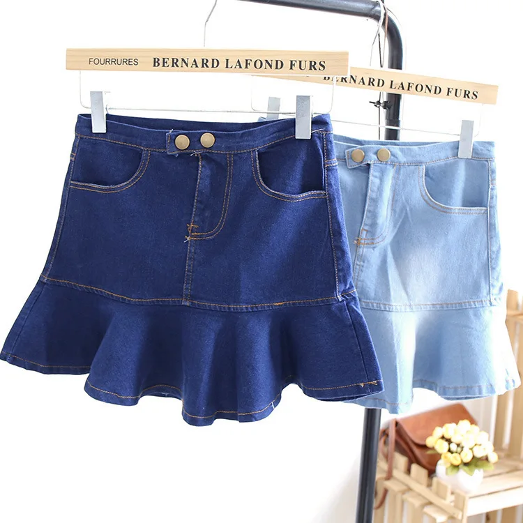 flounce denim skirt