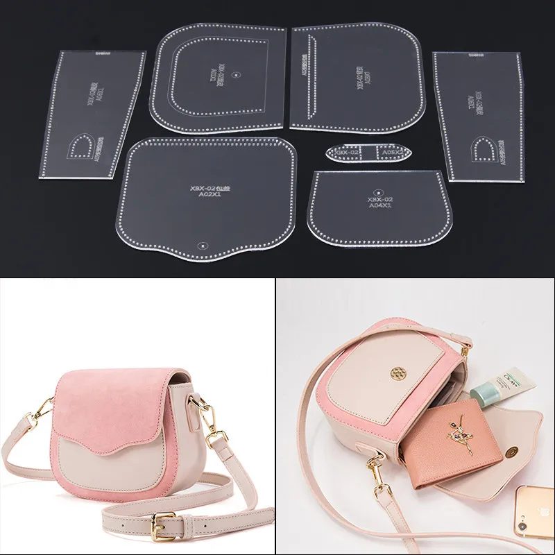 

1Set Acrylic Stencil Template DIY Leather Craft Women Shoulder Bag Sewing Pattern Handmade Leathercraft Tool Set
