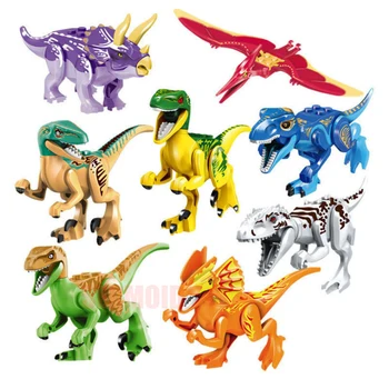 

8PCS/LOT Dinosaurs Jurassic World Dinosaurs Figures Jurassic Building horse Tyrannosaurus Assemble Blocks Kids Toy BKX33