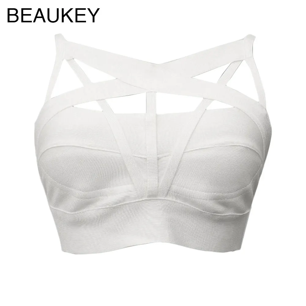 

Strappy Cut Out Backless New Fashion 2016 Rayon Knitted Elastic Rayon Bandage Crop Top