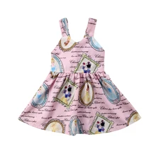 Летнее платье-пачка с героями мультфильмов для новорожденных девочек вечерние платья принцессы на бретелях со шнуровкой сзади