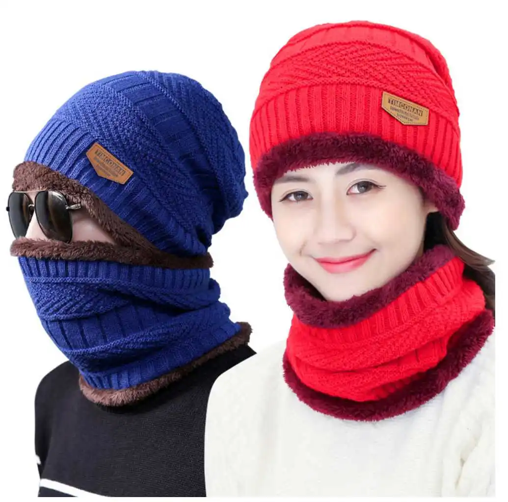 

Fashion Hats Men Winter Wool Ski Hat scarf Set Head hooded Cap Earmuffs Head Caps women beanie mask balaclava gorro masculino