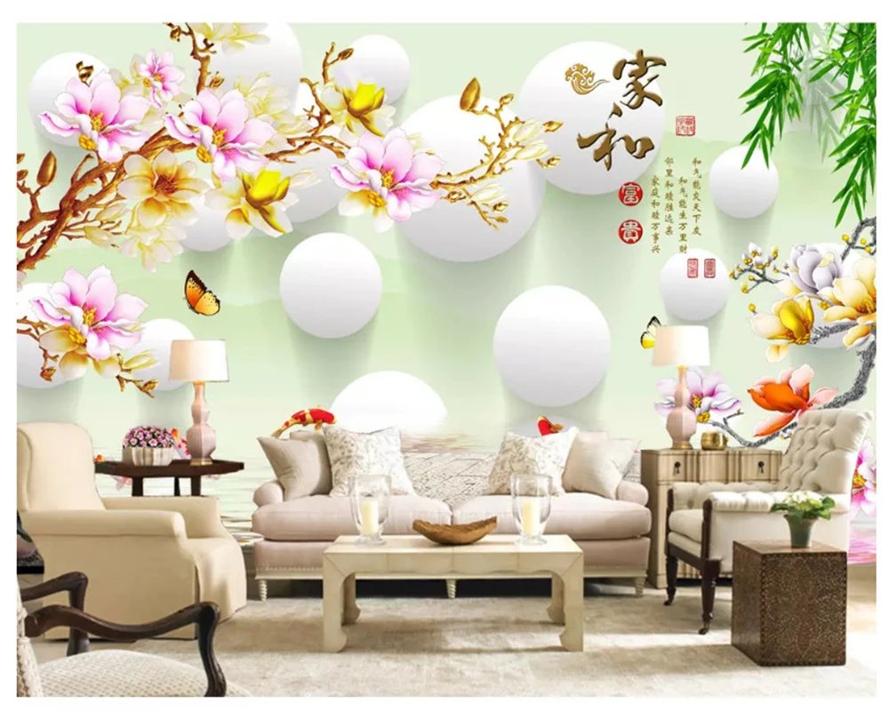 Malawi hek perspectief Beibehang Beautiful Modern Personality Wall Paper Magnolia Reflection  Stereo Tv Background Papel De Parede 3d Wallpaper Behang - Wallpapers -  AliExpress