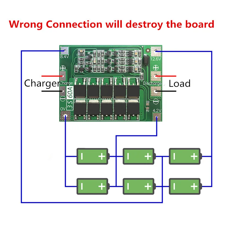 3S 60A BMS плата/li-ion 12,6 V 18650 BMS PCM плата защиты батареи для литий-ионного аккумулятора