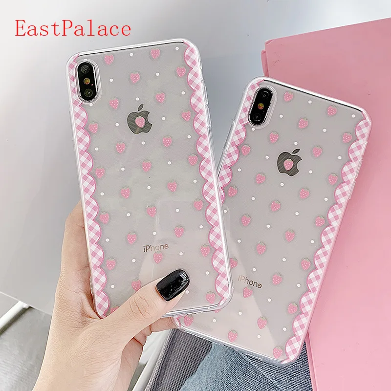 Прозрачный розовый прекрасный Чехол для iPhone X XS MAX XR 8 7 6 6S Plus в горошек задняя