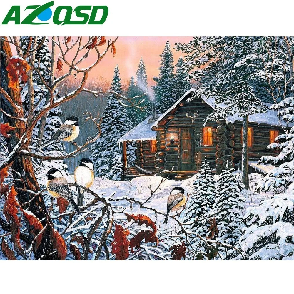 

AZQSD 5D DIY Diamond Painting Landscape Diamond Embroidery Winter Home Decor Full Square Diamond Mosaic Scenic Handmade Gift