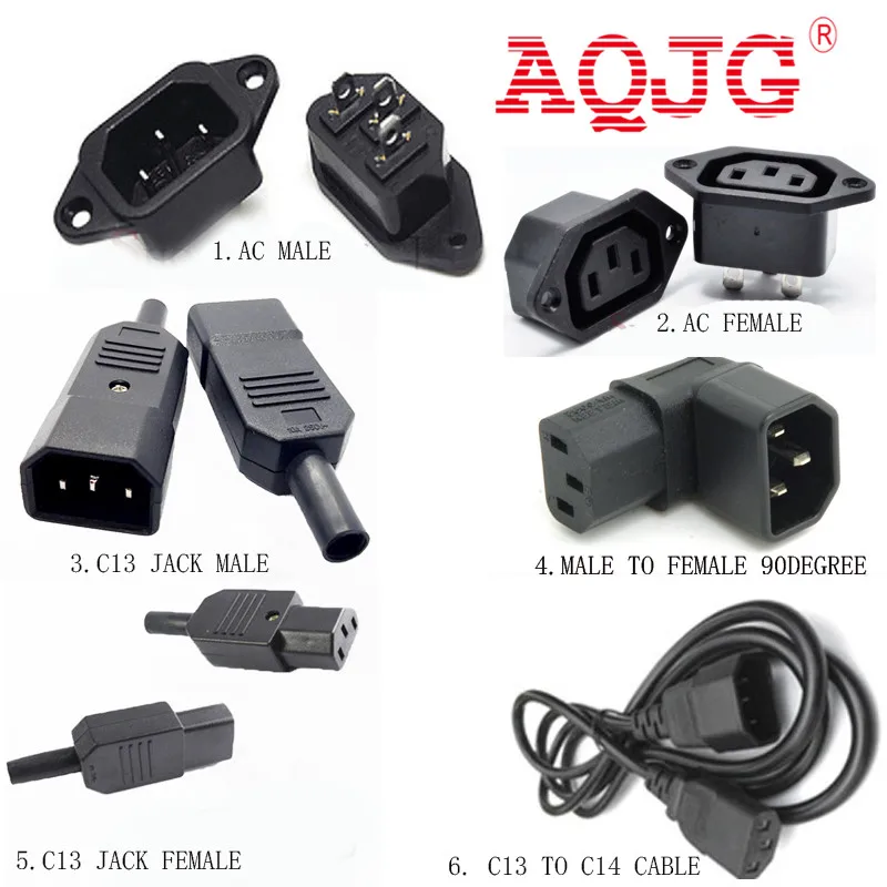 IEC320 3Pin C14 Male To C13 Female Main Power Extension Cord C13 C14 ...