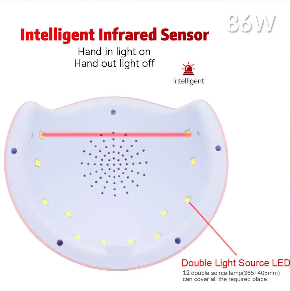 72 Вт УФ светодиодная лампа для сушки ногтей Двойные руки 36 шт. светодиодный s УФ-лампа для ногтей светильник для отверждения УФ-гель для ногтей с сенсором ЖК-дисплей