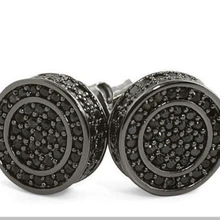 Ледяные настоящие микро проложенные cz черные золотые черные круглые крутые мужские хип-хоп 925 Серебряные закрученные серьги