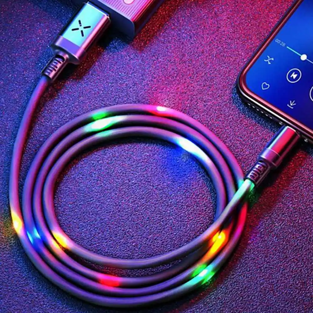 

CLAITE Volume Control Dance LED Light Flash 2A Fast Charging Micro USB Cable for iPhone / for Android / for Type C
