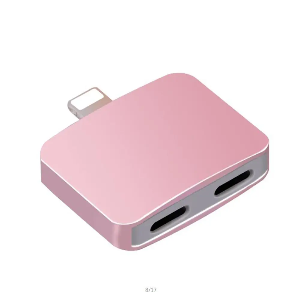 Для iPhone 7 8 плюс 2 в 1 Аудио зарядки адаптер IOS 11 3.5 мм разъем для наушников Aux Зарядное устройство Разъем конвертер для iPhone7 - Цвет: rose Gold