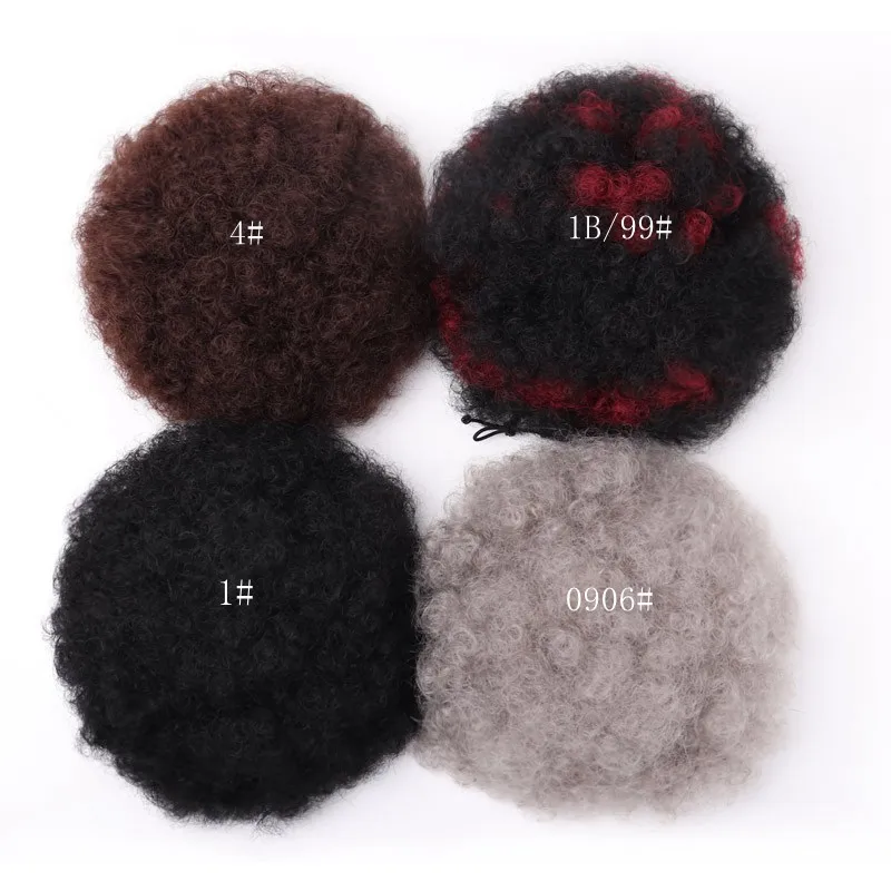 MERISI HAIR Ponytail Hair Extensions Short Afro Curly Wig High Puff Curly Wig Ponytail Drawsting Synthetic Hair Bun Kanekalon 