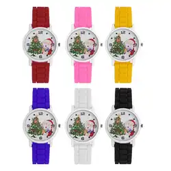 Рождественские детские часы модные детские милые силиконовые гелевые ремешок кварцевые наручные часы для мальчиков и девочек отличный