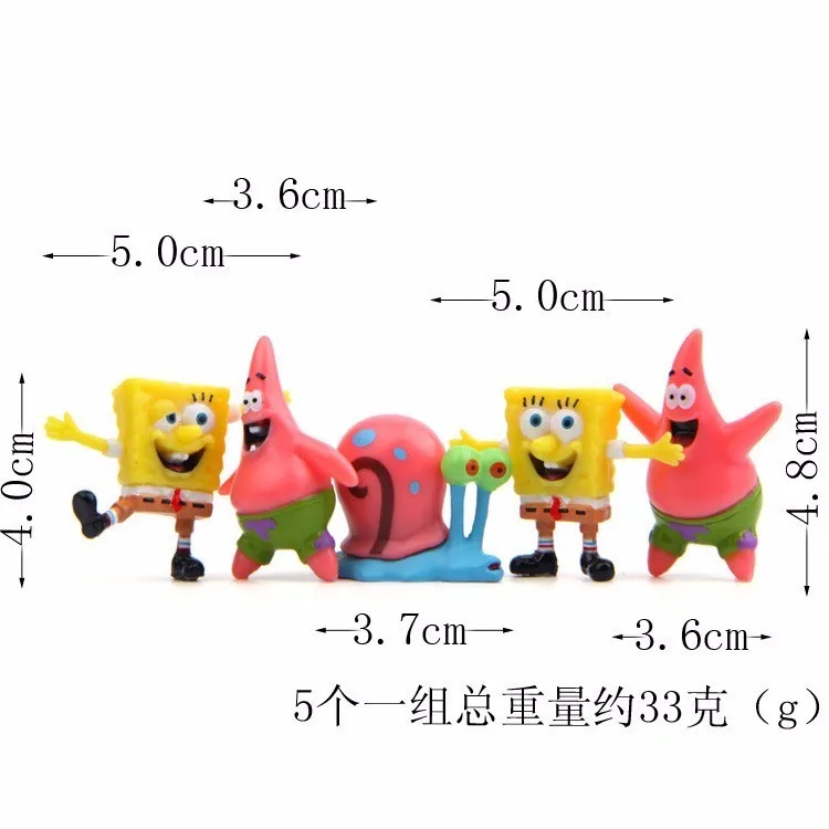 6 шт./лот Губка Боб Патрик звезда модель куклы игрушки Губка Боб Косплей ПВХ фигурки аниме Классические игрушки для детей подарки на день рождения