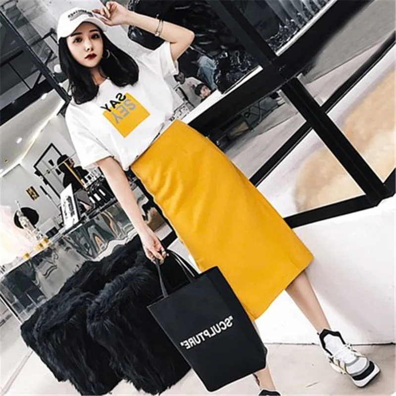 2pcs/Set 2018 Fashion Summer Autumn Women Set Korean Style Cotton Shorts+Polyester Dress Casual Students Letter Set Women's Sets