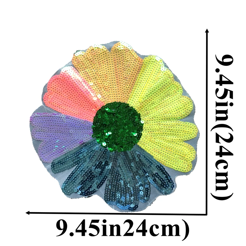 

2PCS Colorful Floral Sequined Patches Sewing Beading Paillettes Patches Decorative Accessories Big Motif Flower Sequins Patch