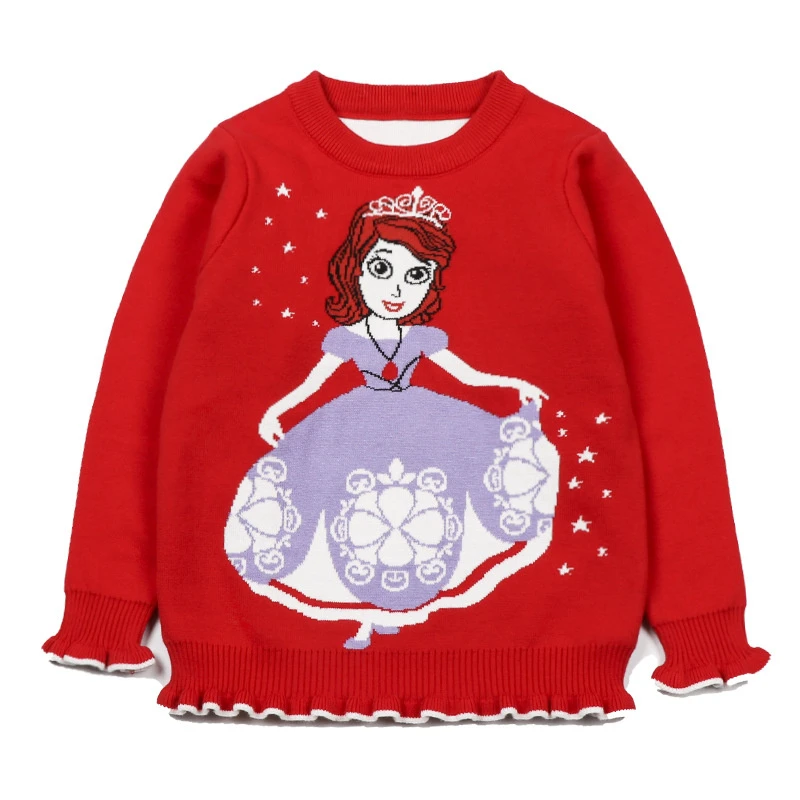 

2019 Kids Autumn Sweater Girls Cartoon Sofia Princess Embroidery Winter Long Sleevegirls Sweaters Fall Children Clothes 3-7Years