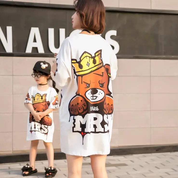 

Mother Daughter Loose Dresses Family Look Mommy and Me Clothes Mom Mama Mum and Daughter Matching Outfits Casual Dress Clothing