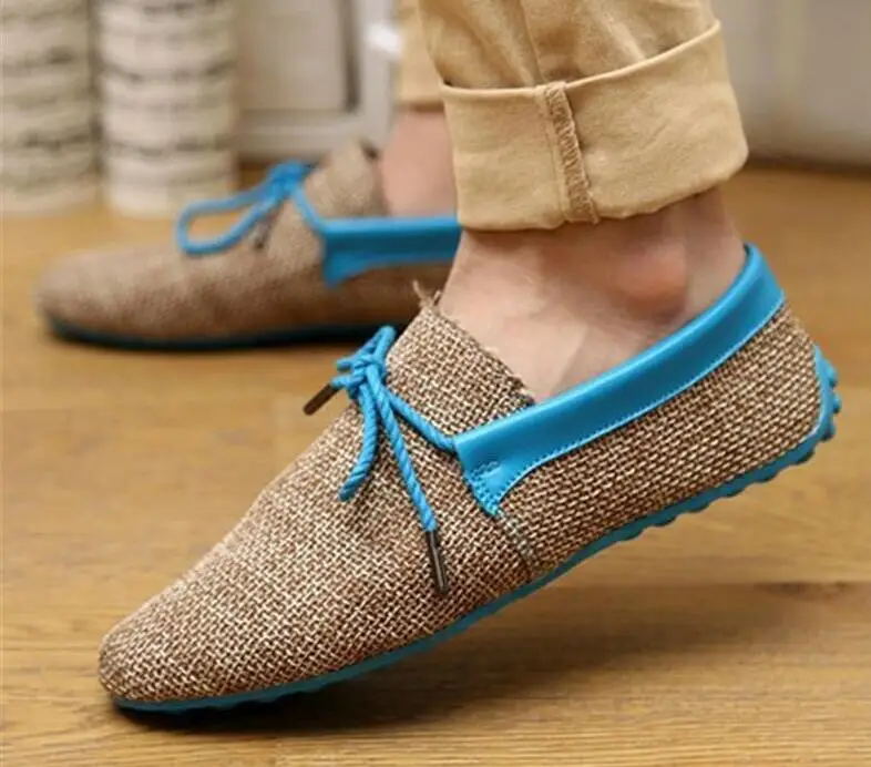 Trendy Casual Men Beach Loafer Shoes Breathable Summer Weaving Hemp Man Flats Soft Driving Shoess | Обувь