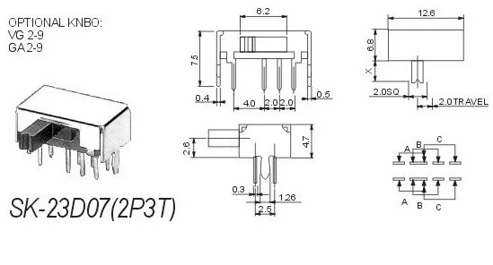 Us 33 25 5 Off 1000pcs 8 Pin 3 Position 2p3t Dp3t Slide Switch 0 5a 50v Dc Pcb Sk23d07vg4 Dip Through Hole Pcb Horizontal Right Angle Switch Angle