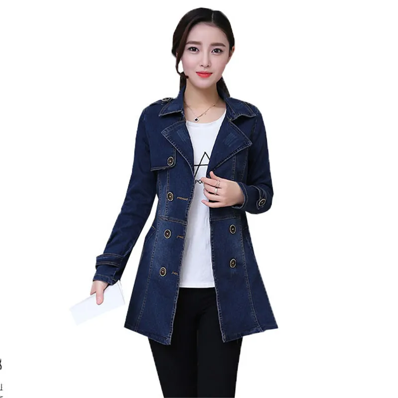 New 2019 Denim Jacket Long Women Double Breasted Jeans Coat Ladies Casual Slim Fit Plus Size M- 5XL Windbreaker Woman YH136 New 2019 Denim Jacket Long Women Double Breasted Jeans Coat Ladies Casual Slim Fit Plus Size M- 5XL Windbreaker Woman YH136
