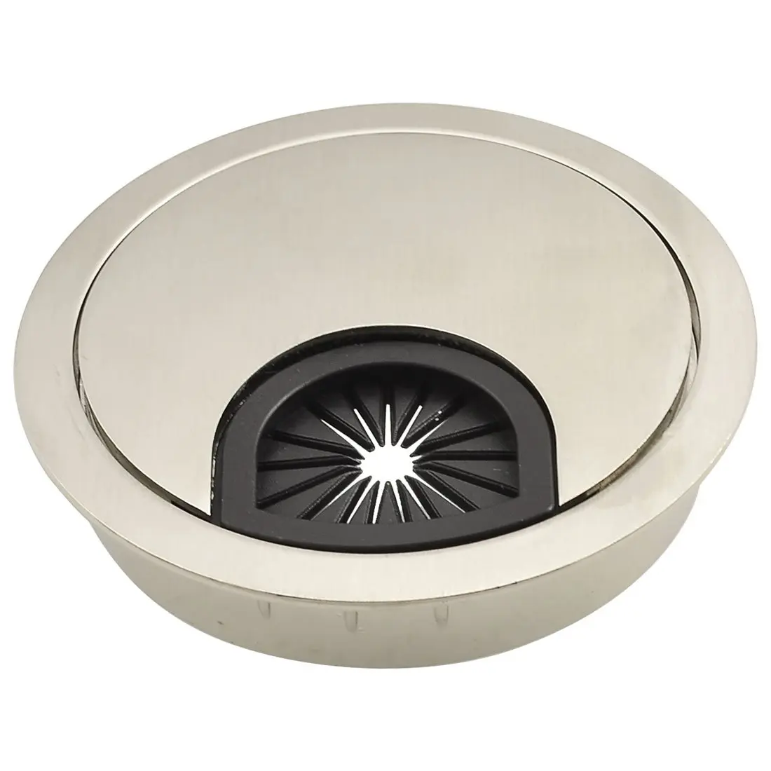 HOT GCZW Silver Tone 60mm Round Grommet Wire Cable Hole Cover for