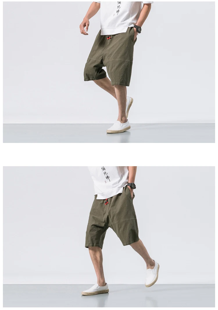 Минималист 2018 Лето китайский стиль Для мужчин свободные льняные шорты по колено короткие брюки мужские бермуды Повседневное шорты B375-K64
