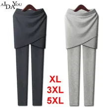 Юбка, леггинсы для женщин, для фитнеса, весна размера плюс 5XL, штаны,, поперечные боковые леггинсы с юбкой ouc1238