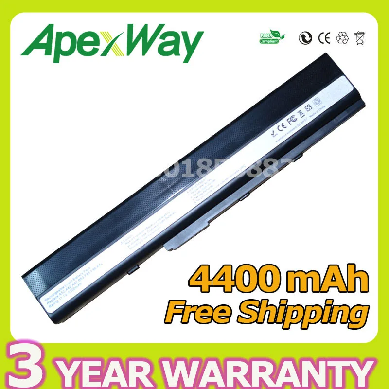 

Apexway 11.1V 4400mAh Laptop battery for Asus A41-K52 A52 A52F A52J A52JB A52JK A52JR k52 k52jc k52dr k52j K42 K42F