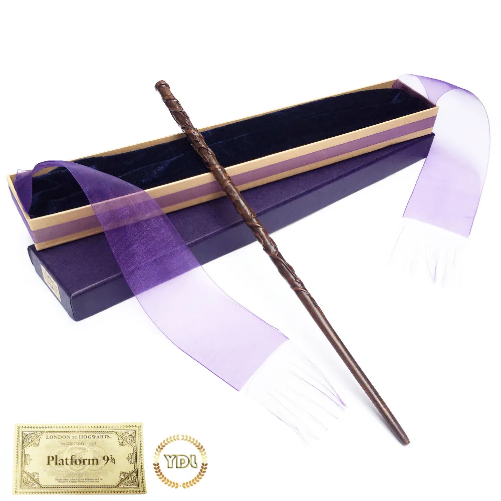 

Hermione Dumbledore Metal/Iron Core Harry Potter Magic Wand Elegant Ribbon Box Packing Cosplay Christmas Gift with Train Ticket